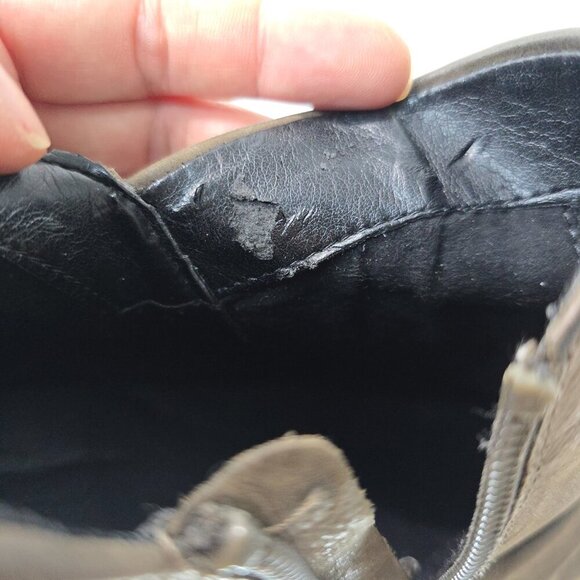 Aerosoles Olive Green Incline Ankle Zip Block Heeled Leather Comfort Booties - Picture 8 of 9